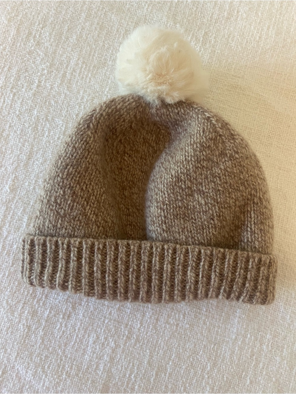 L.L. Bean Kids Knit Pom Hat in Brown and Cream - Picture 2 of 5